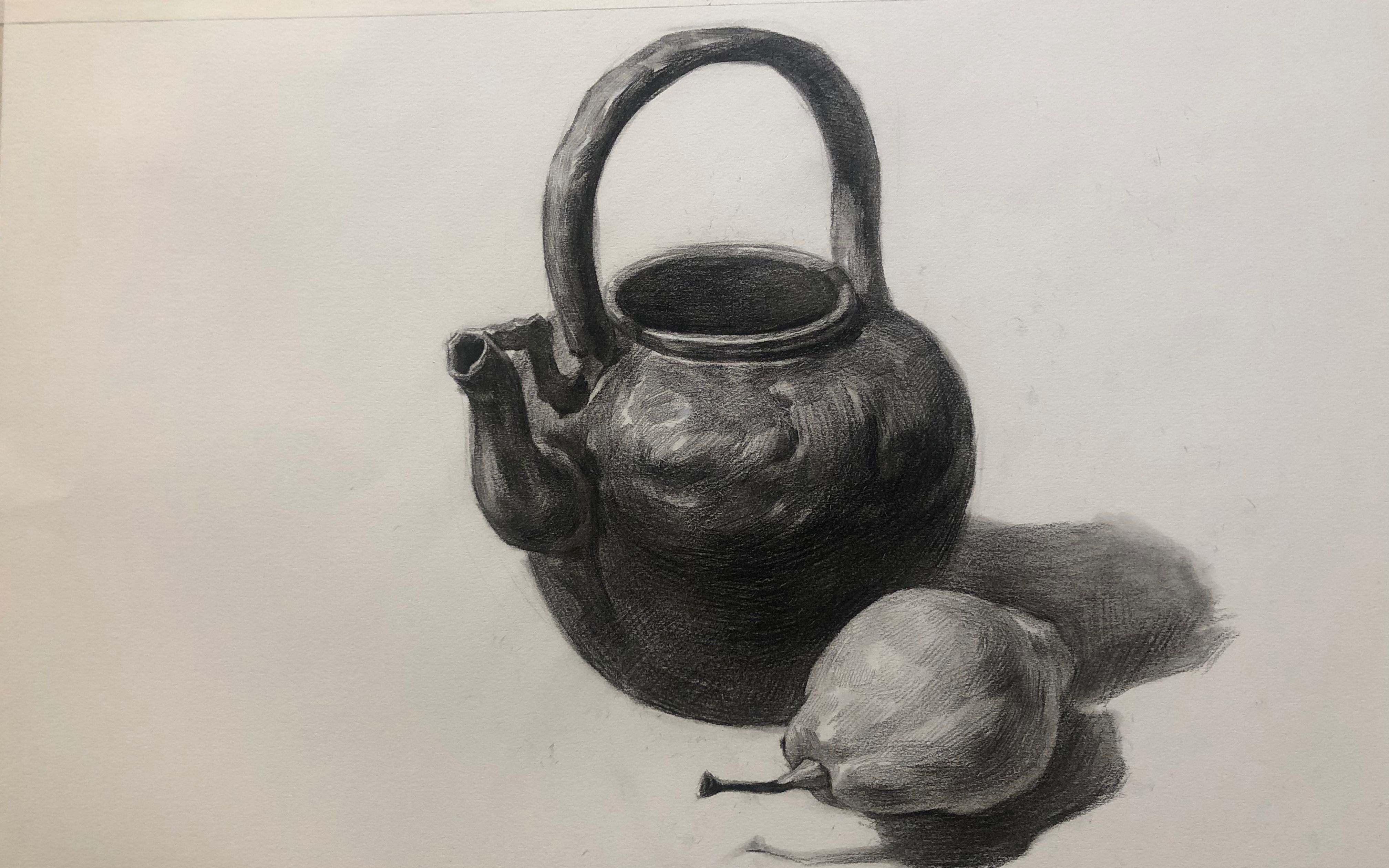 茶壶和茶杯素描画图片