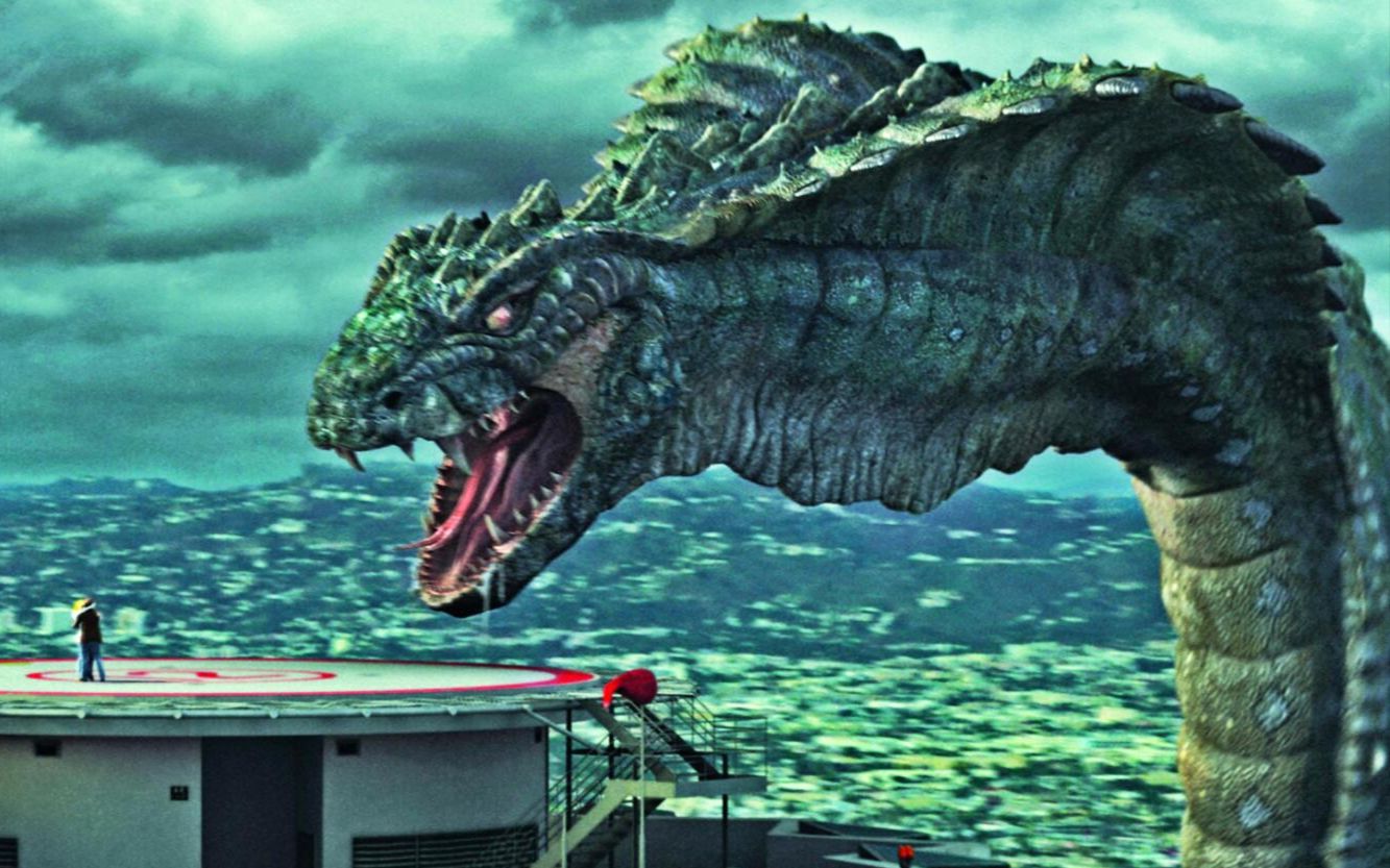 巨蟒怪兽生吞大象破坏城市,怪物大蛇吞下少女化成的龙珠后变身成巨龙