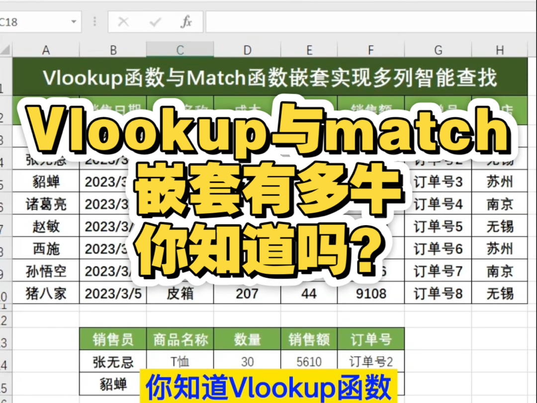 你知道Vlookup函数与match函数嵌套有 多牛吗?Vlookup函数与match函数嵌套才是 YYDS!哔哩哔哩bilibili