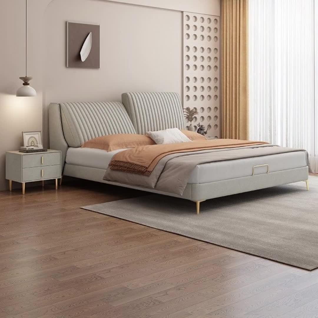 【11元券】现代简约布艺床可调节靠背多功能主卧大床婚床高端双人床