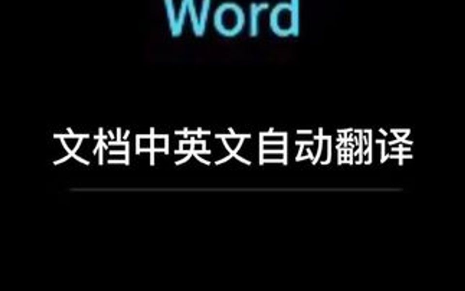 word文档中英文翻译哔哩哔哩bilibili