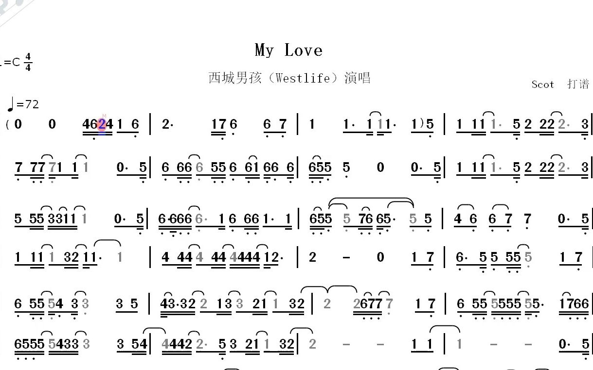 [图]My Love（西城男孩-Westlife演唱）--动态简谱