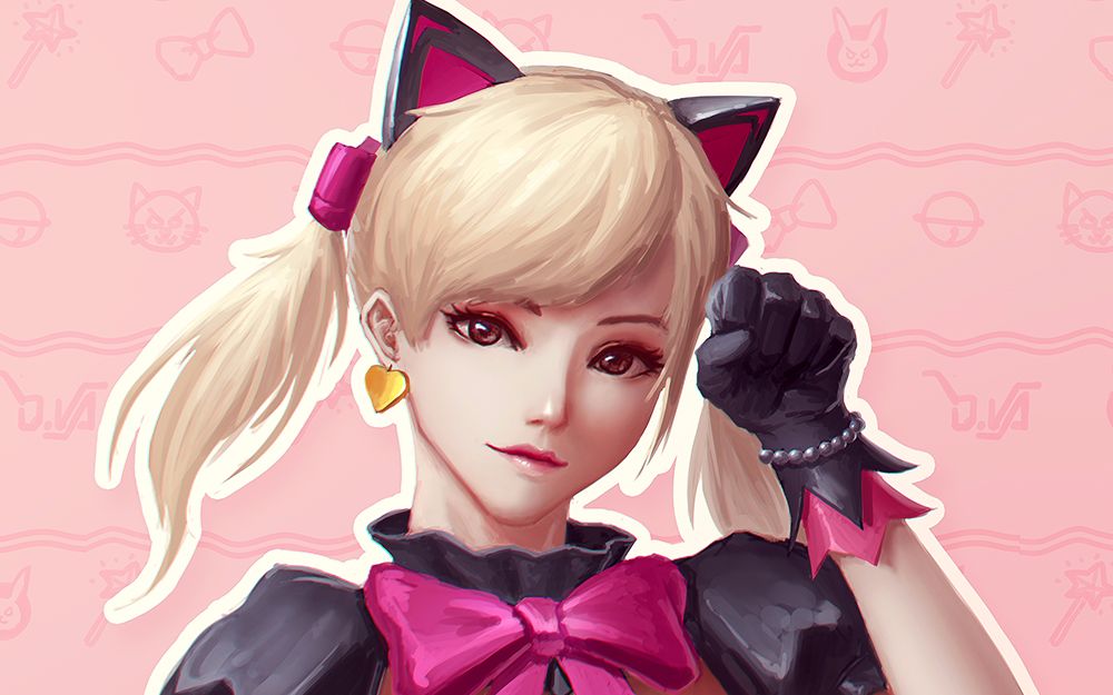d.va黑猫皮肤同人绘画过程