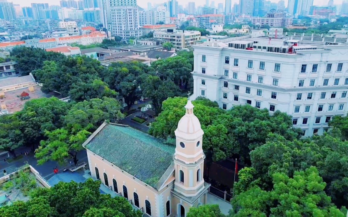 航拍广州沙面 曾经的英法租界_哔哩哔哩_bilibili