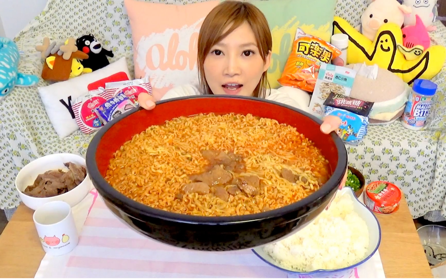 【木下大胃王】豪华烤肉加量版台湾牛肉面配5合米饭配餐酱太下饭了