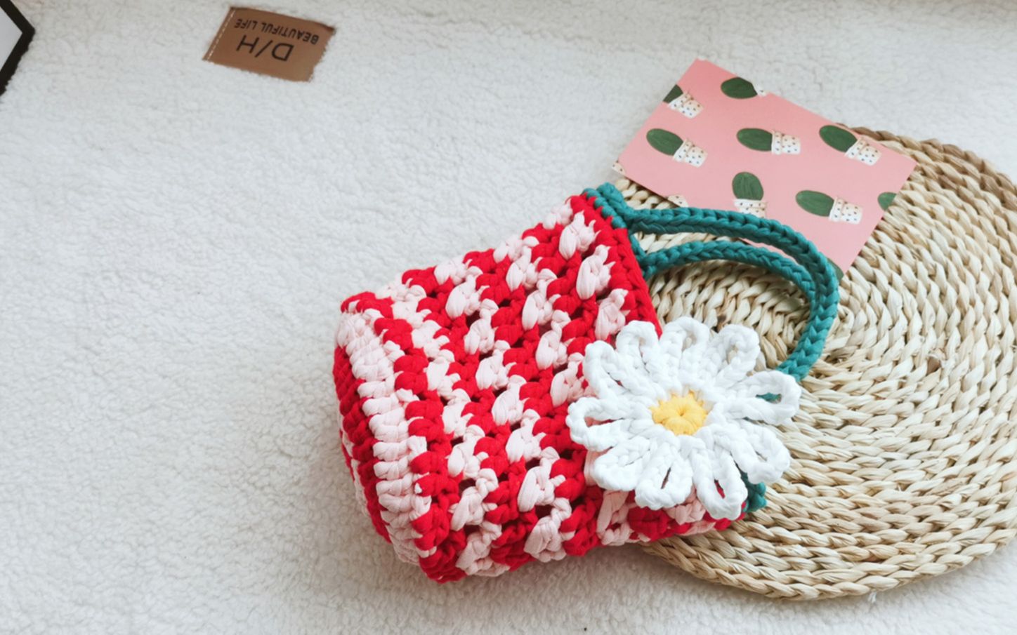 活动作品手工钩织布条线条纹手提包视频教程豫豫手工编织