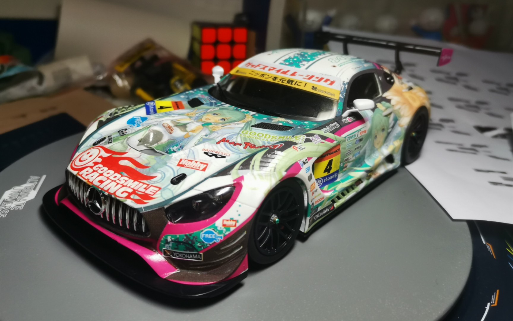 新手的第一台车模 田宫奔驰amg gt3初音未来2017痛车