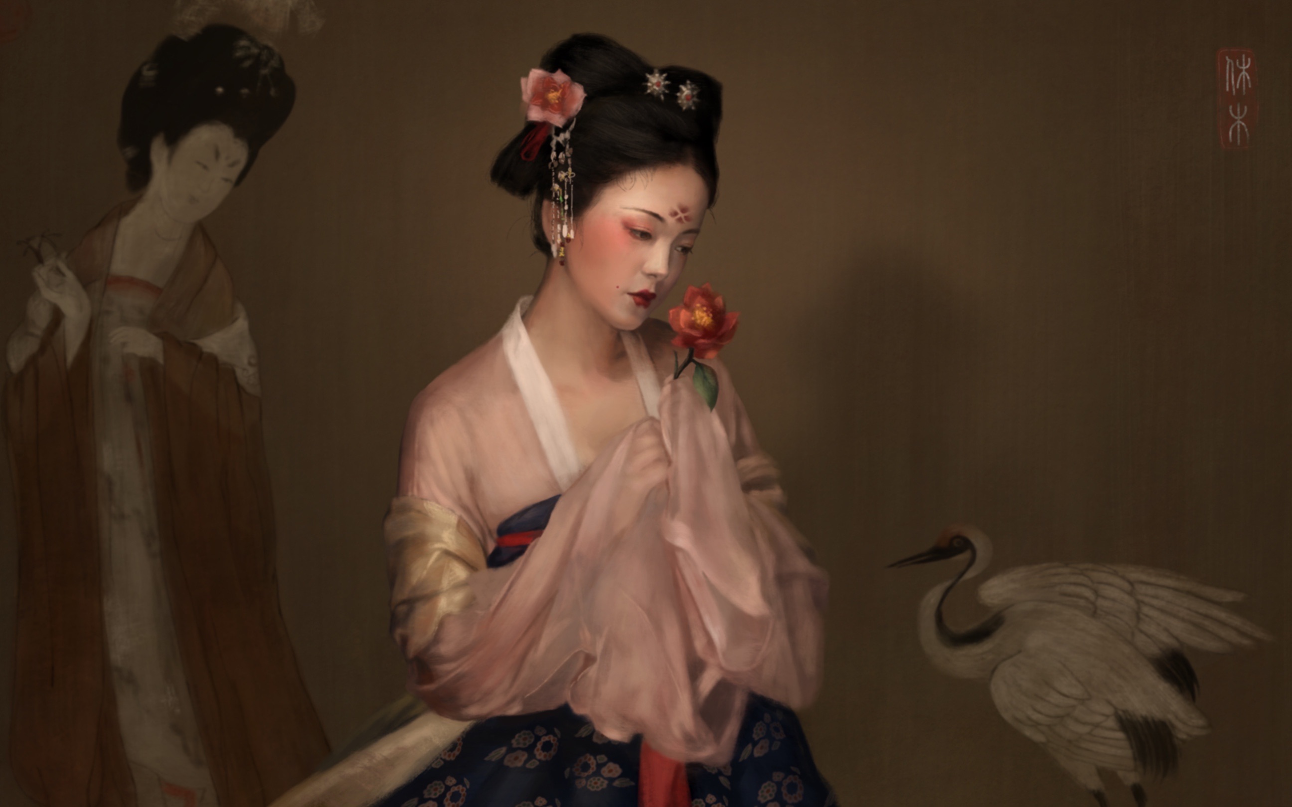 【ipad绘画】簪花仕女图【指绘】