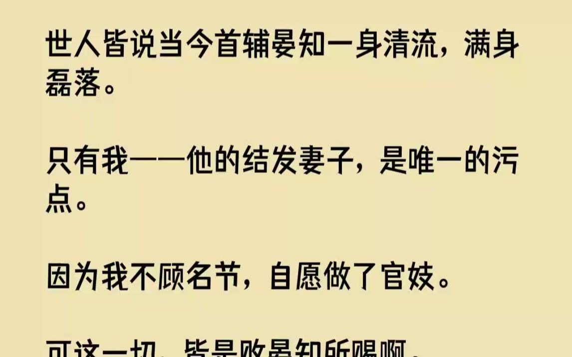 【完结文】世人皆说当今首辅晏知一身清流,满身磊落.只有我他的结发妻子,是唯一的污...哔哩哔哩bilibili