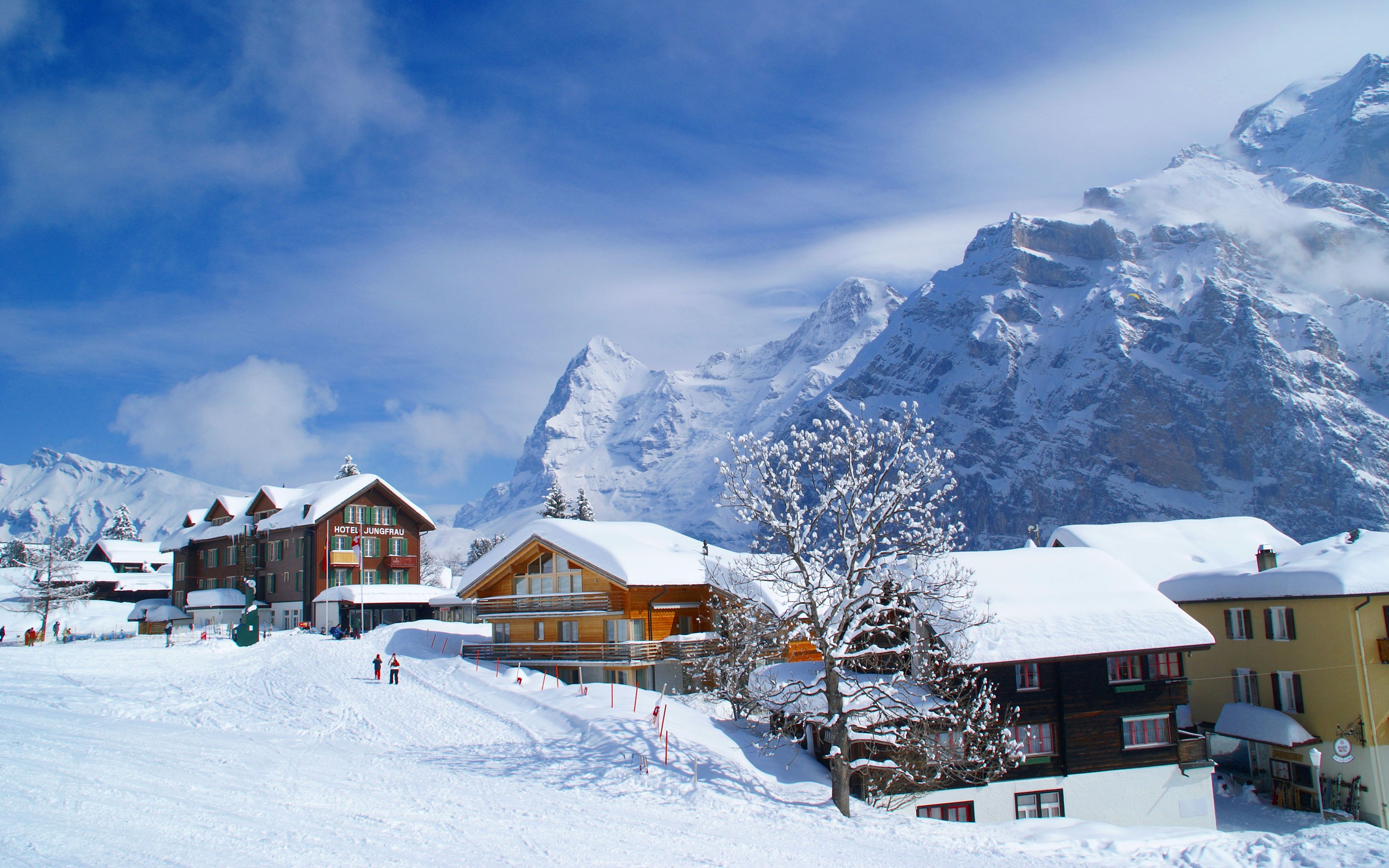 瑞士雪景高清图片