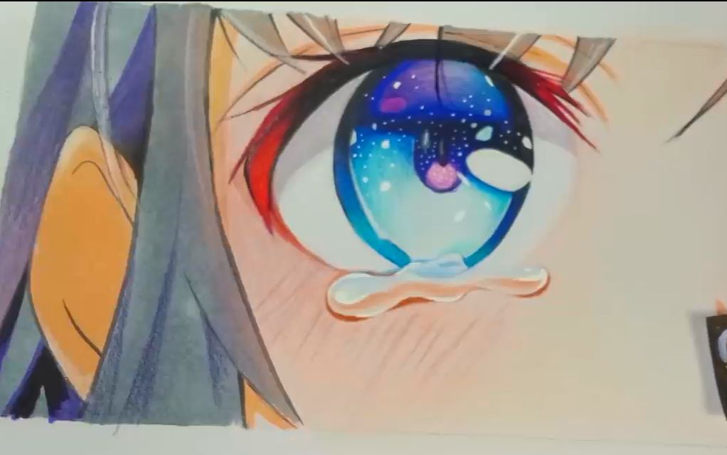 超实用彩铅教程!教你画含着泪的动漫眼睛~_哔哩哔哩_bilibili