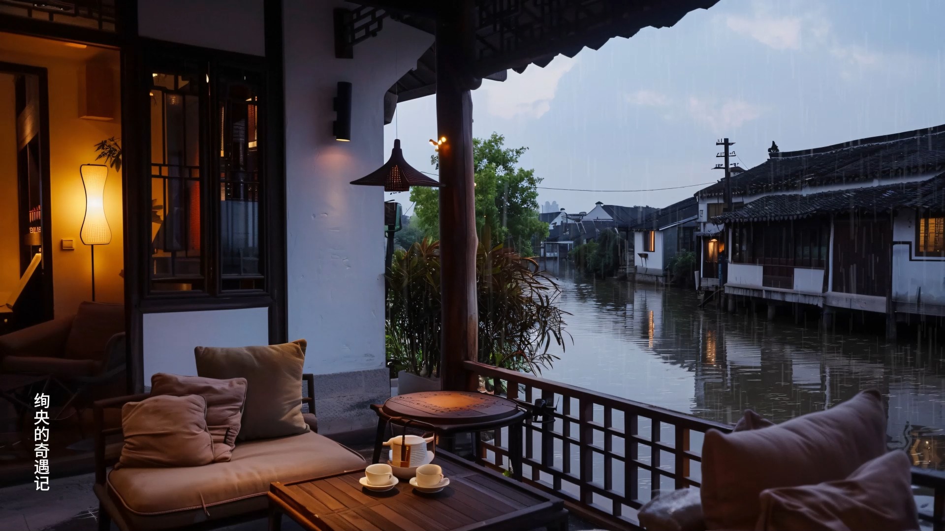 烟雨江南,在雨天才显得更加优美.品茶,听雨.