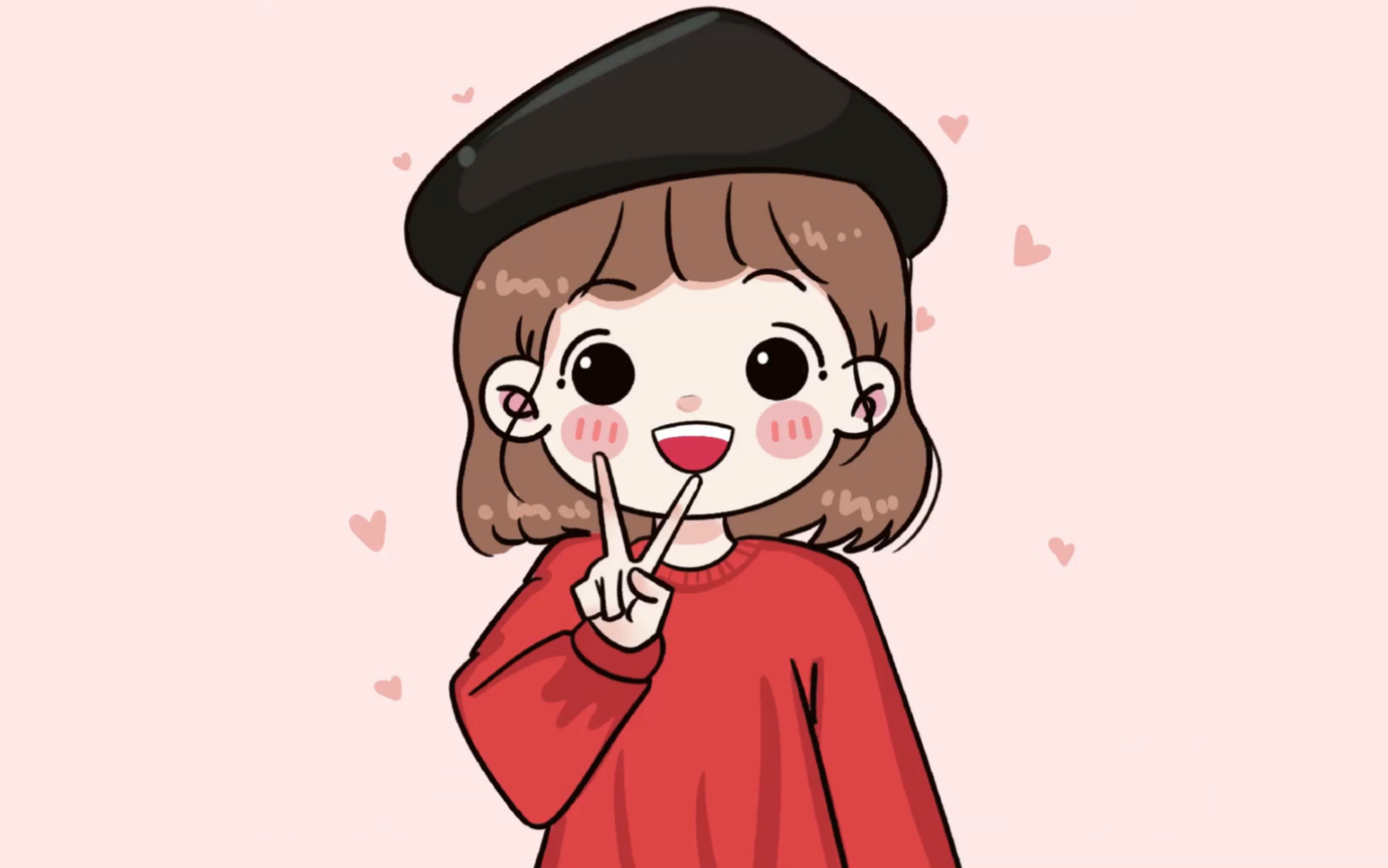 画画日记|比耶小女孩