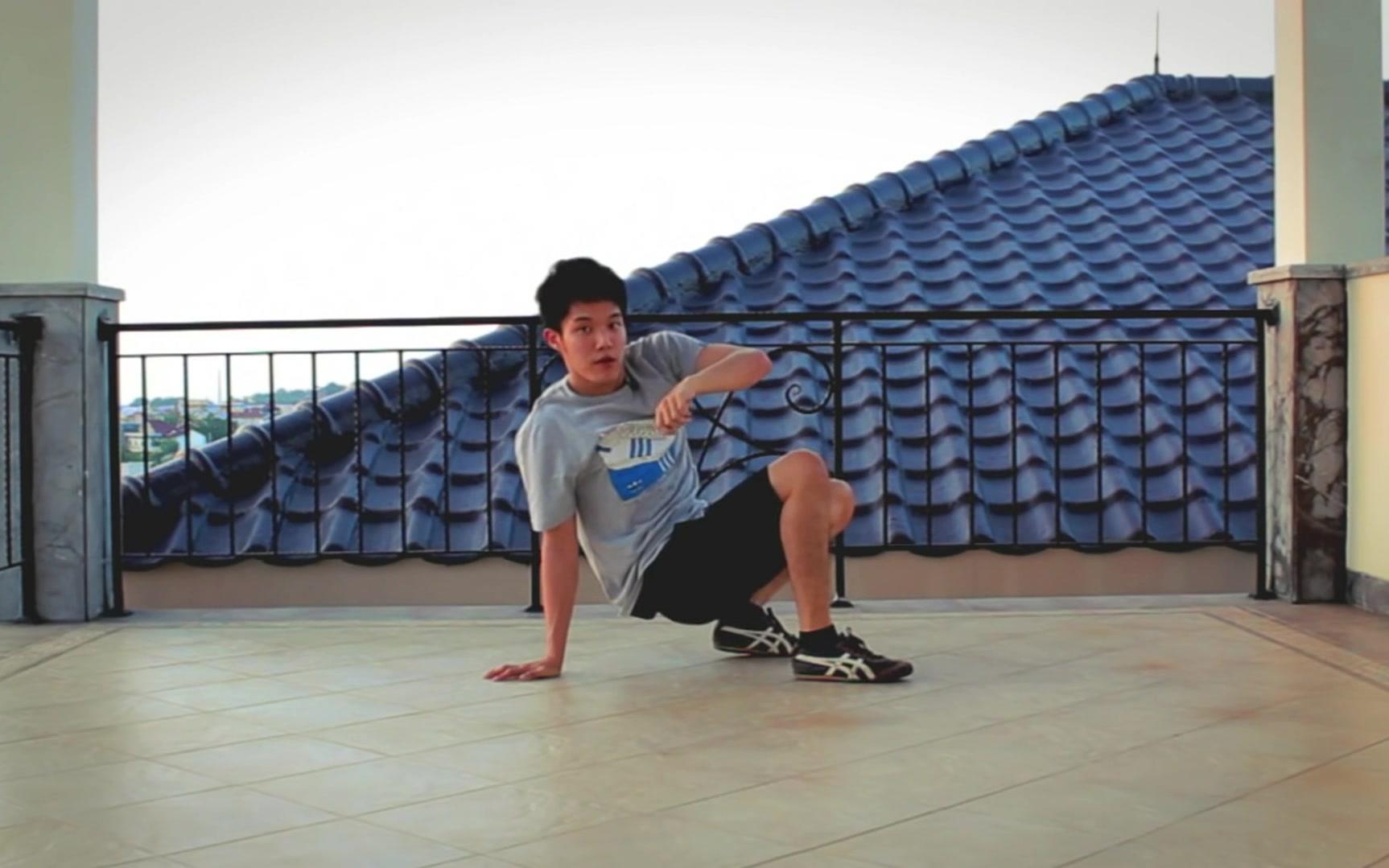 街舞红牛明星bboy基础新手教学系列 教你倒立双脚折腰定格pike freeze