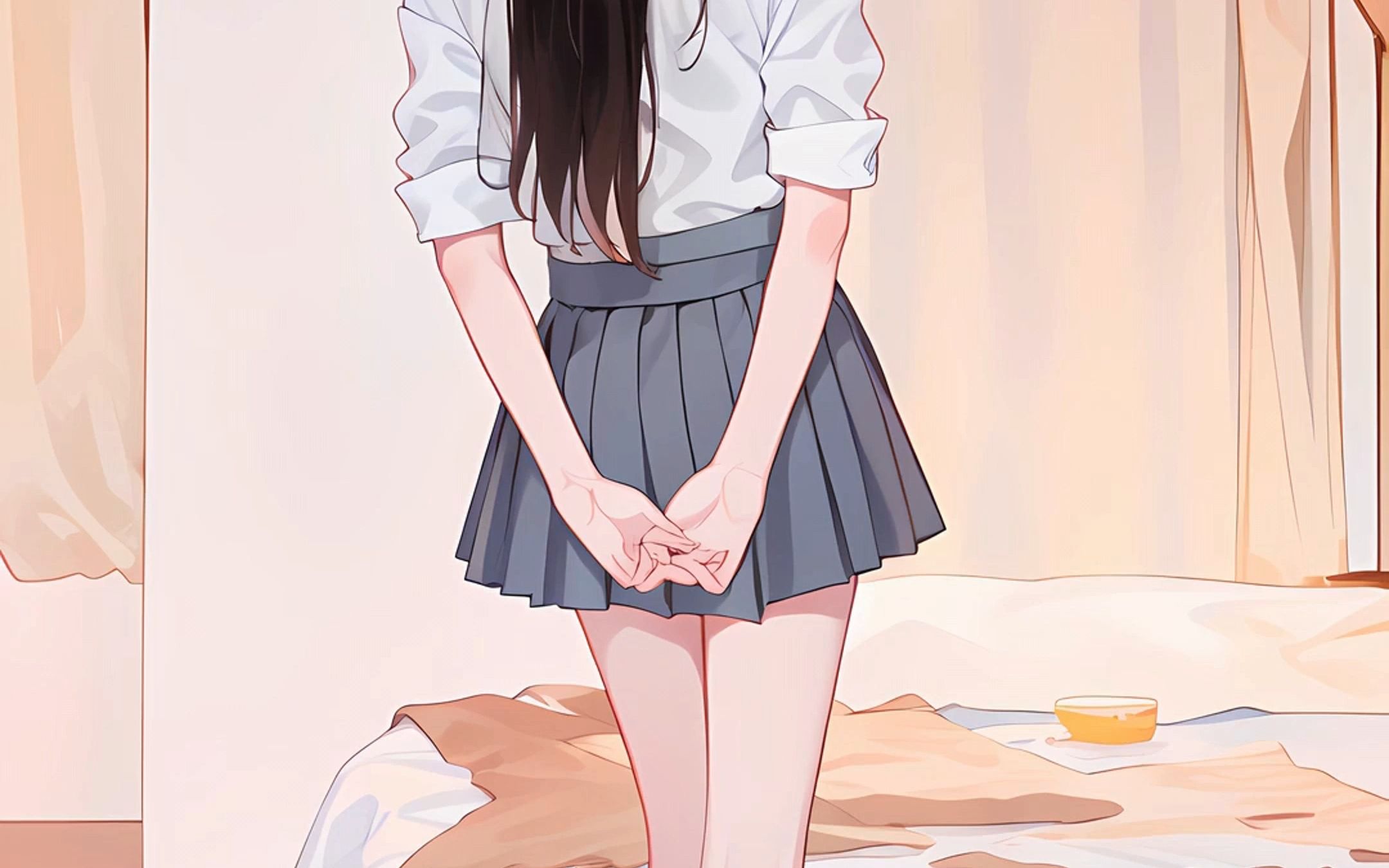 百褶裙女孩93一只嘎嘎扣 | 超平涂文生图ai转绘