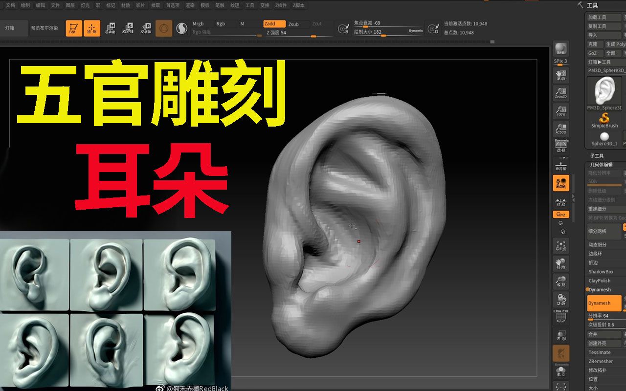zbrush教程 耳朵雕刻教程_哔哩哔哩_bilibili