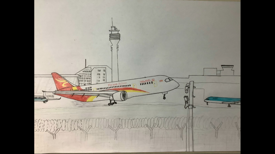 手绘一架海南航空b787