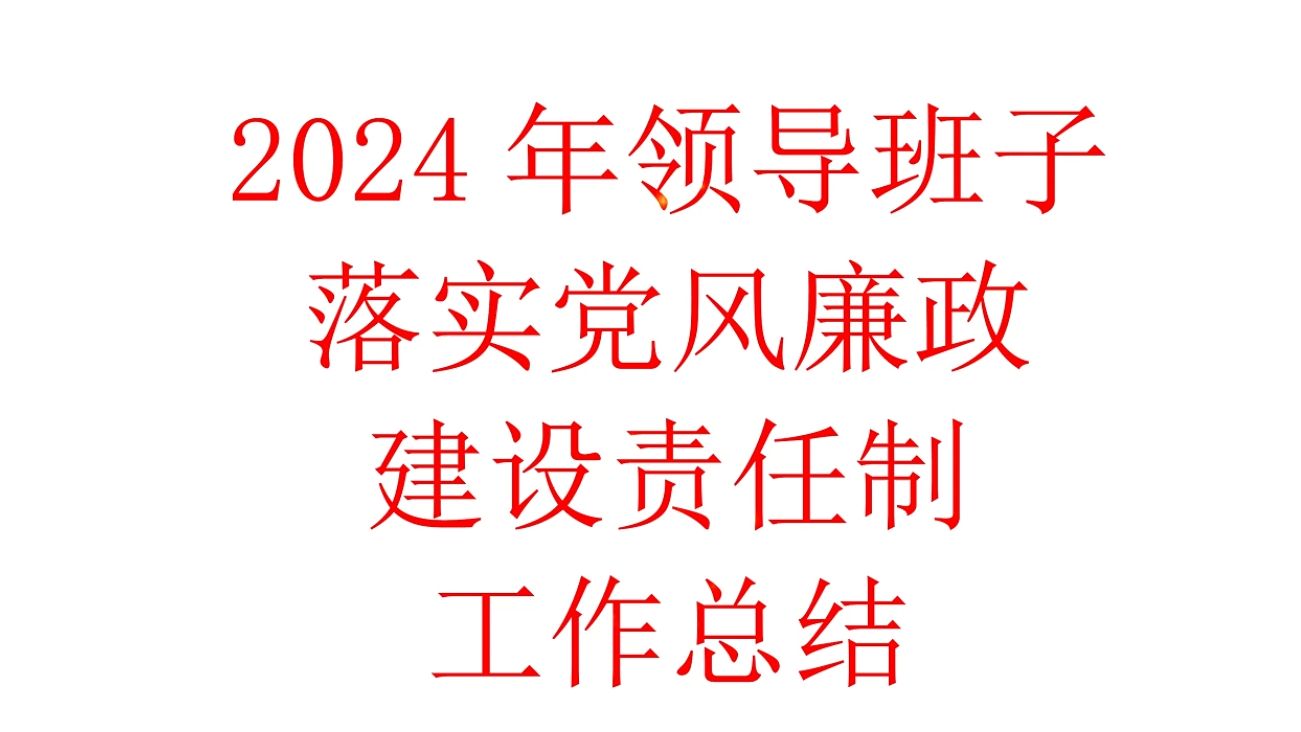 2024年班子落实风廉建设责任制工作总结哔哩哔哩bilibili