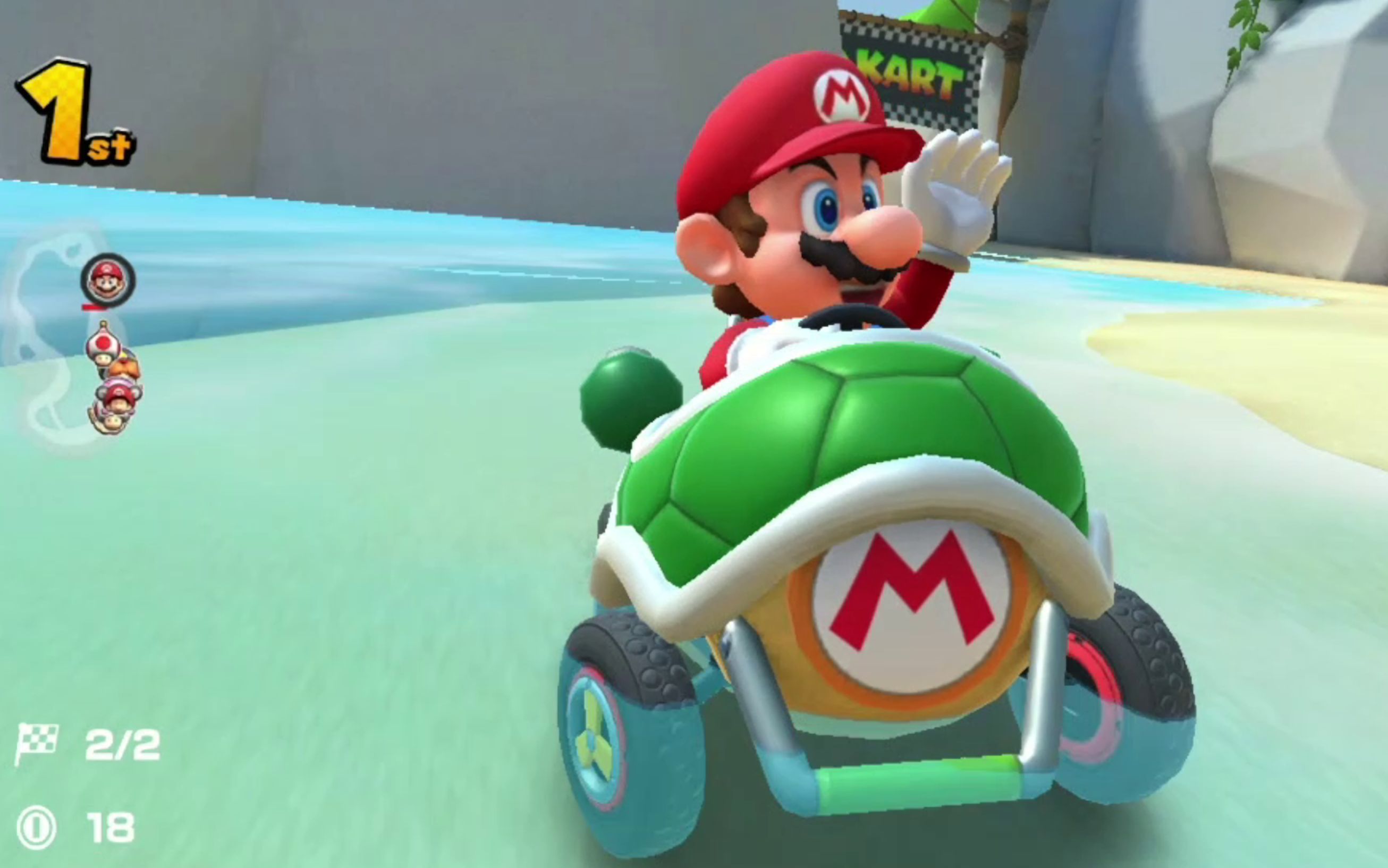 [手游-马里奥赛车巡回赛]n64 koopa troopa beach - baby mario cup