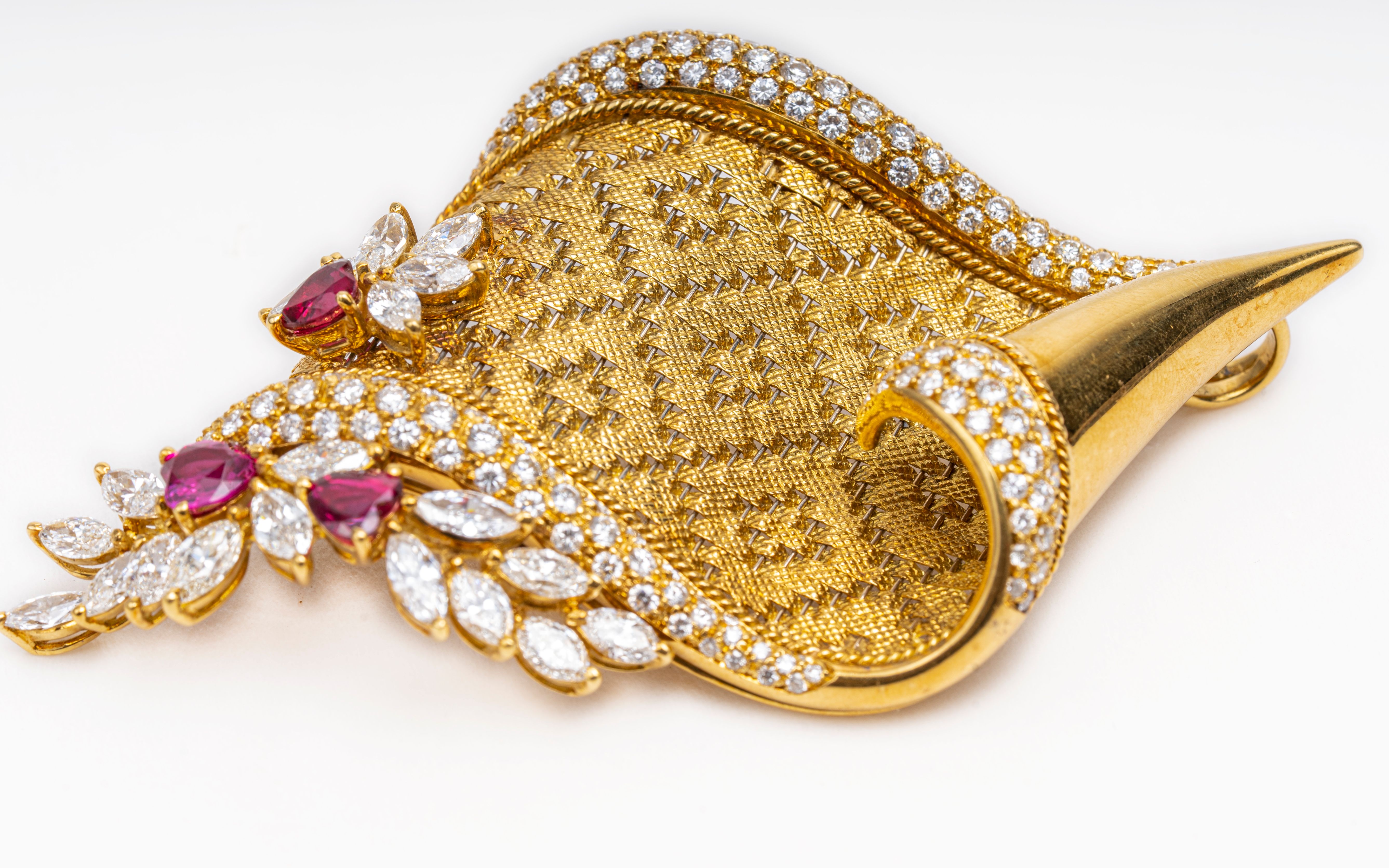 【珍藏珠宝】端丽高雅,瑰丽佳作 — vintage金线编织无烧红宝石钻石大