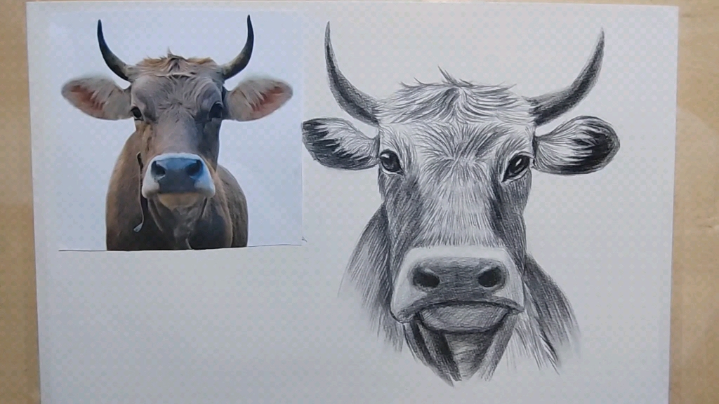 素描牛简单图片