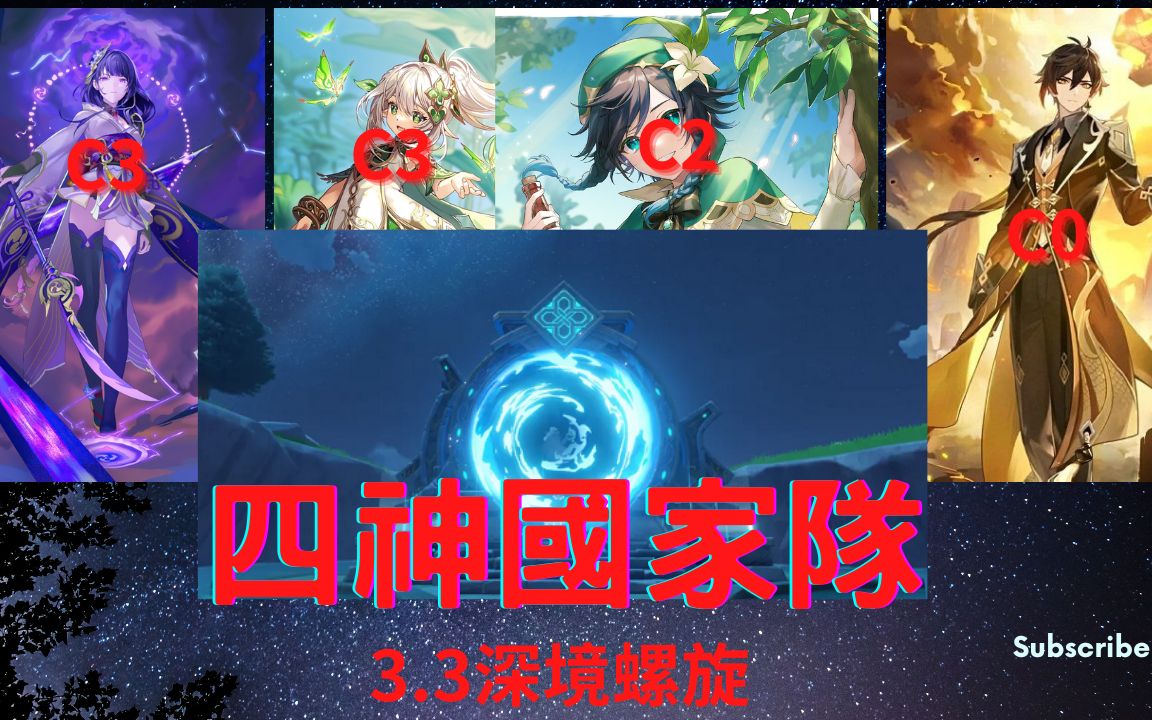 [原神]~雷神|草神|風神|巖神|爆殺深淵 | 四神國家隊 | 3.