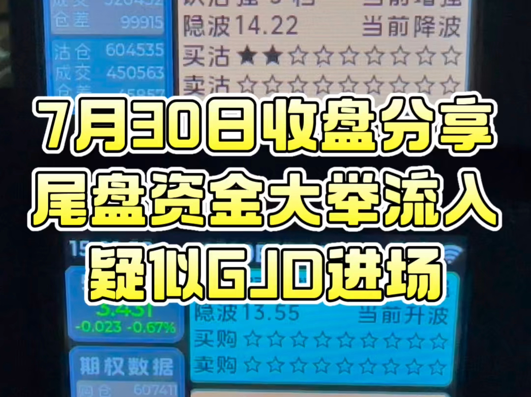 7月30日大数据分享,尾盘疑似GJD进场抄底哔哩哔哩bilibili