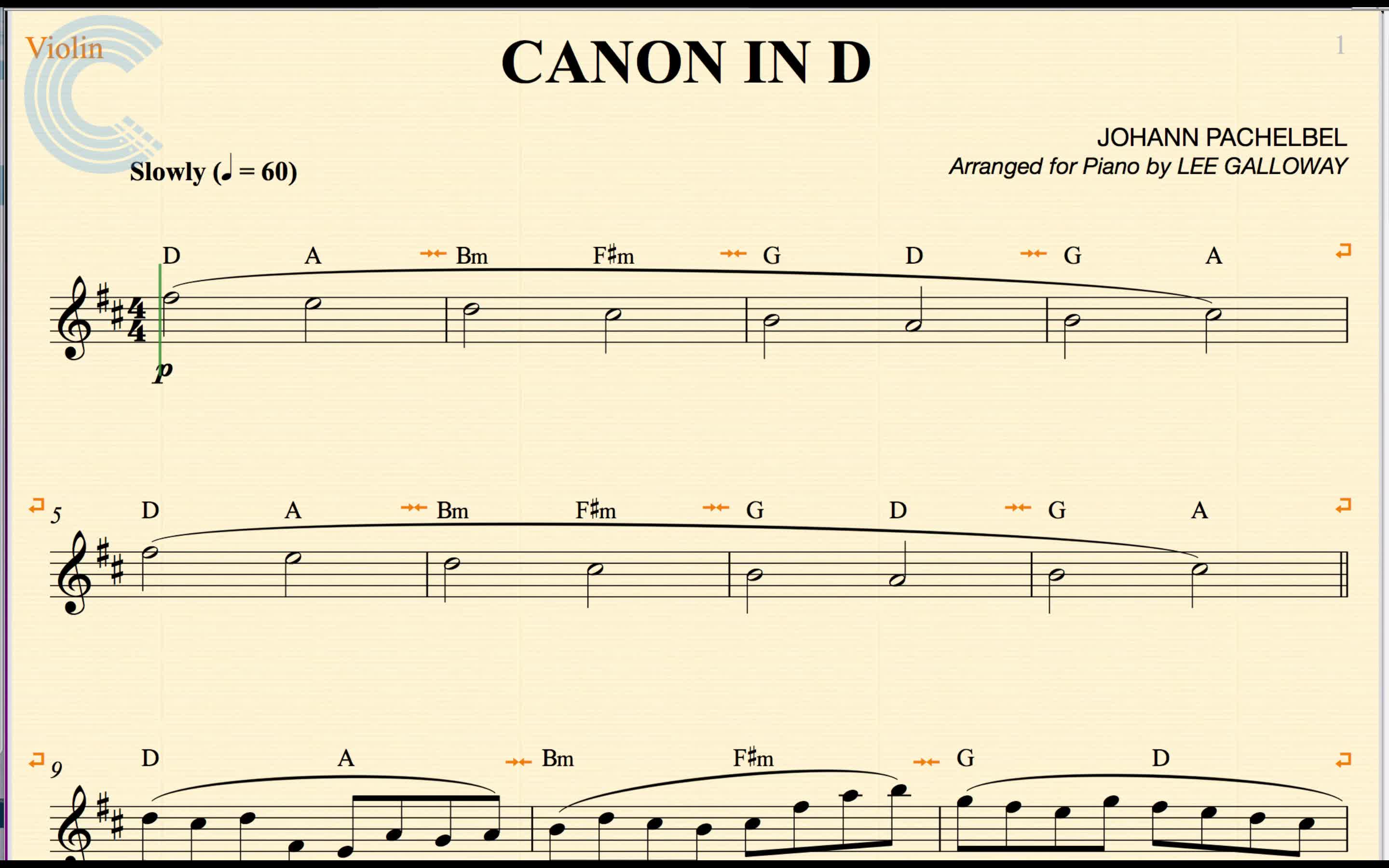 [图]卡农 - D大调卡农 - Pachelbel - Sheet Music & Chords