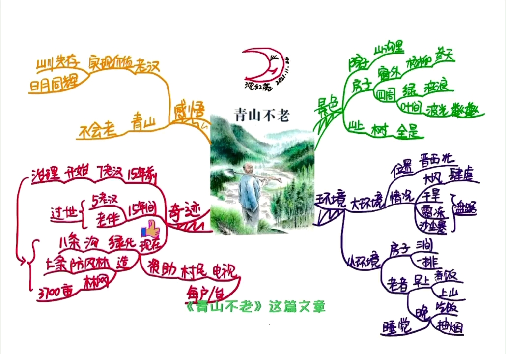 六年级课文《青山不老》思维导图