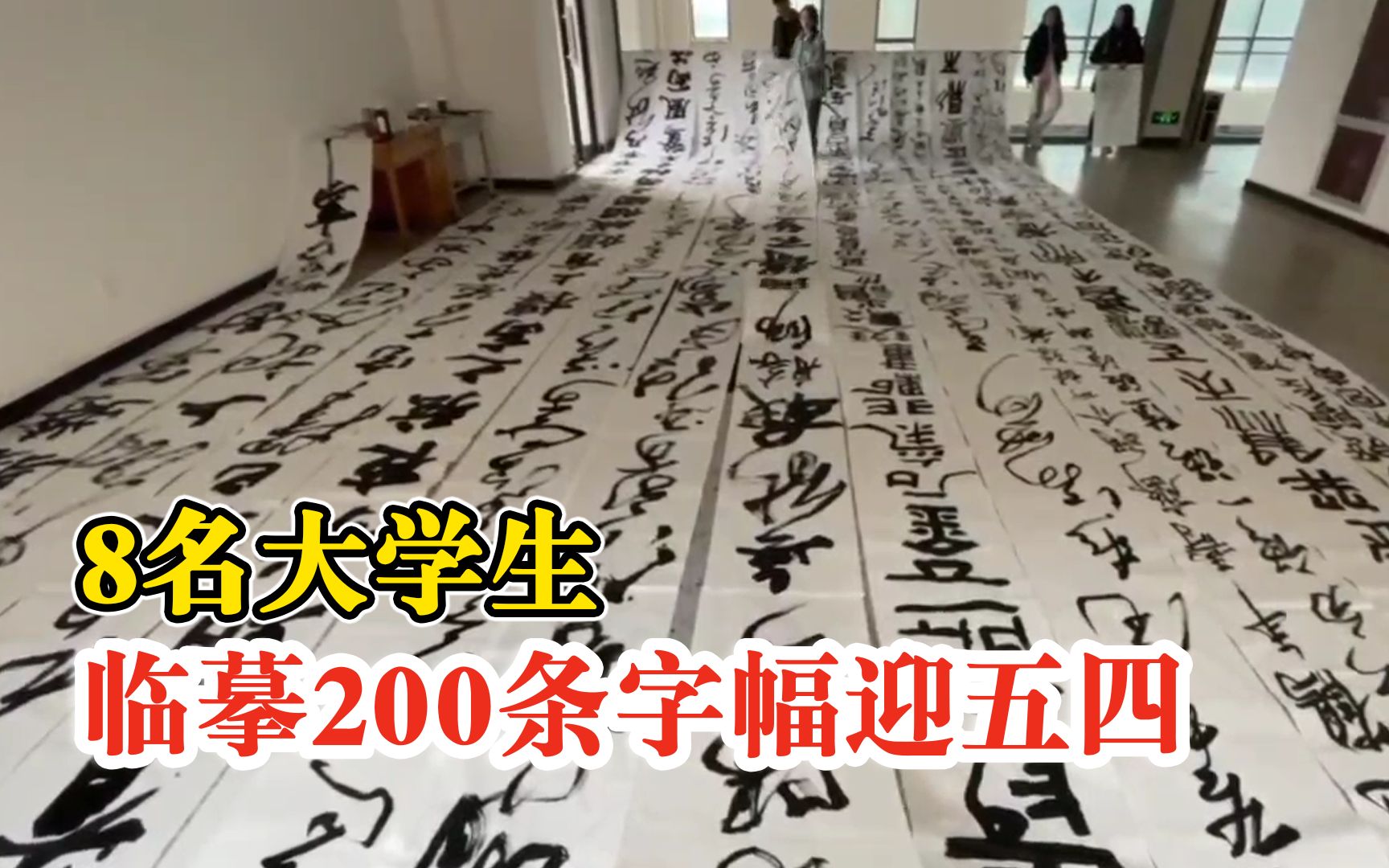 8名大学生临摹200条字幅迎五四:我们恰青春,愿大家不负韶华!哔哩哔哩bilibili