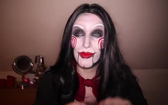 电锯惊魂木偶化妆教程_ billy saw万圣节恐怖恐怖化妆_哔哩哔哩_bili