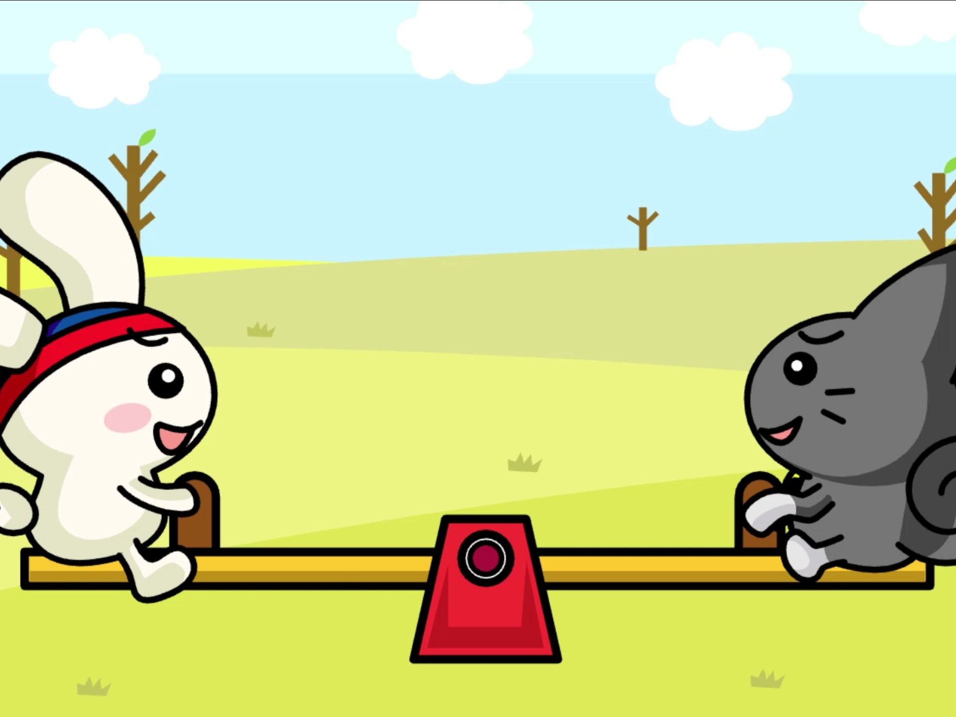 ぐっぴょん和シャモ的跷跷板对决