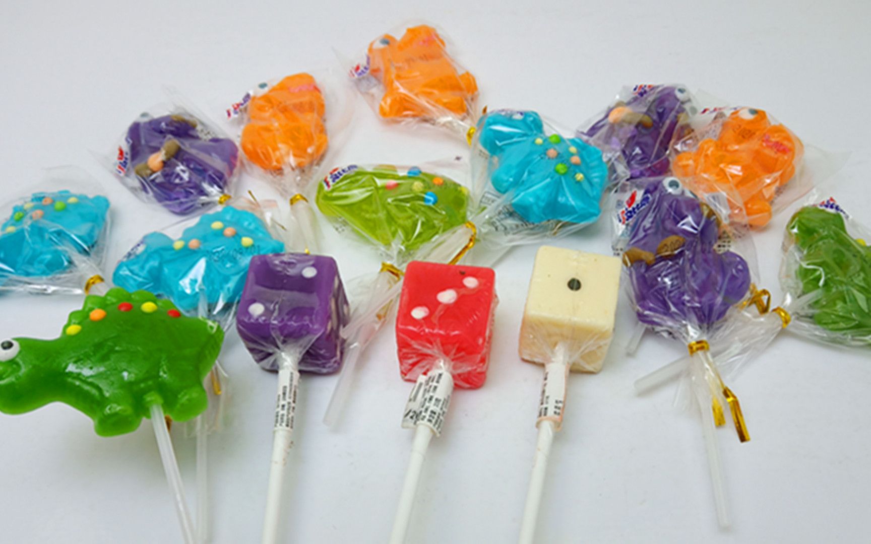 十二支不同造型的恐龙棒棒糖,方块糖