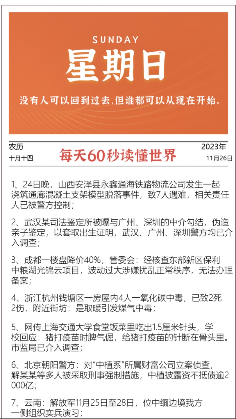 2023年11月25日——今日新聞(文字版)