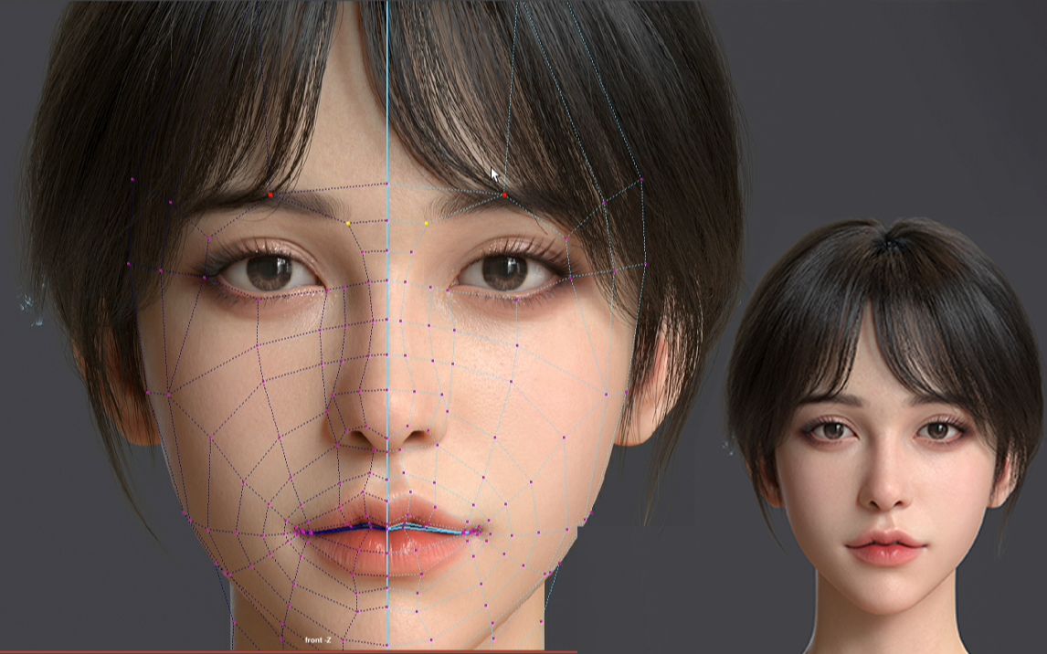 maya清冷清纯系女神模型布线教程,从眼睛到鼻子到嘴巴到耳朵到头发到