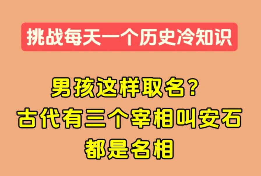 男孩这样取名?古代三个著名宰相叫安石【历史科普ⷦŒ‘战每天一个历史冷知识】哔哩哔哩bilibili