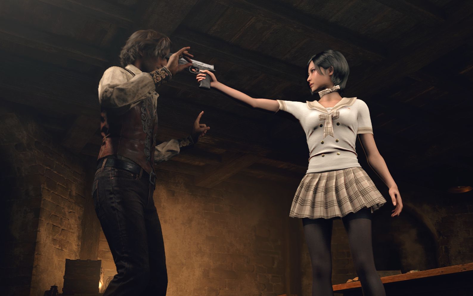 生化危机4重置版艾达莫兰迪色系水手服-过场动画演示