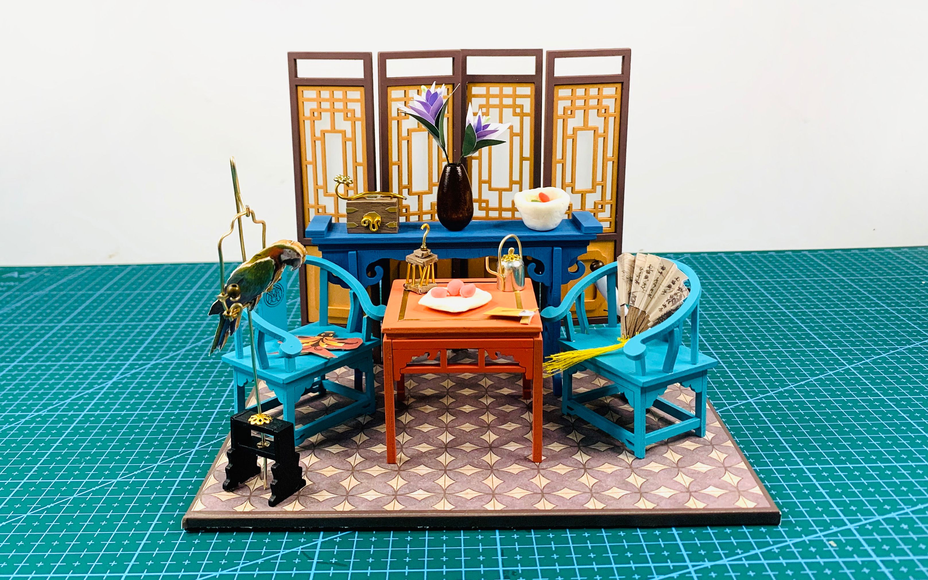 diy迷你中国古风室内客厅小屋若态文如锦步骤完整教程过程模型