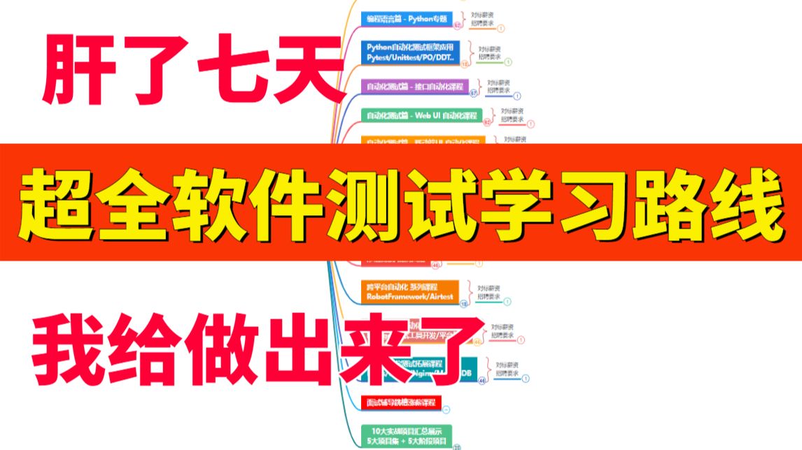 从功能测试怎么进阶自动化测试,熬夜7天整理出来这份3000字超全Python自动化测试学习路线(接口自动化性能测试测试开发软件测试面试)哔哩哔哩...