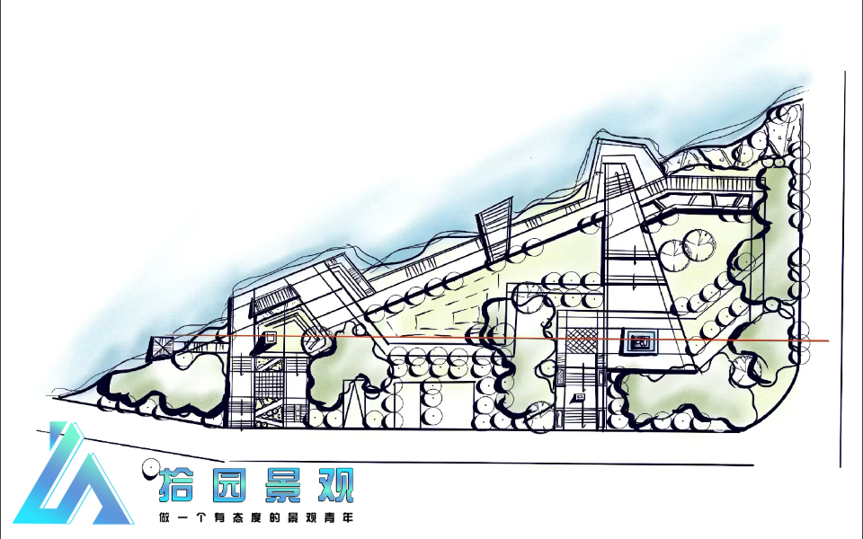 【11】同济大学2012年风景园林考研快题滨水景观设计.和朋友聊天我说,我有一个图,第一次上色,你怎么看?朋友说除了一键三连,他浴霸不能.what...