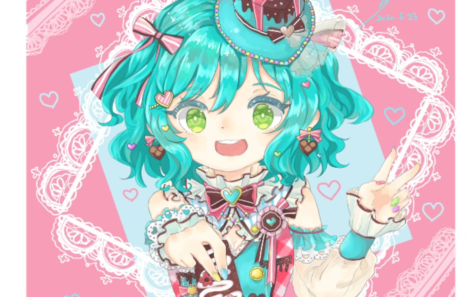 【啊汐绘画过程/邦邦冰川日菜同人图】送给朋友的生贺图,摸个可爱的