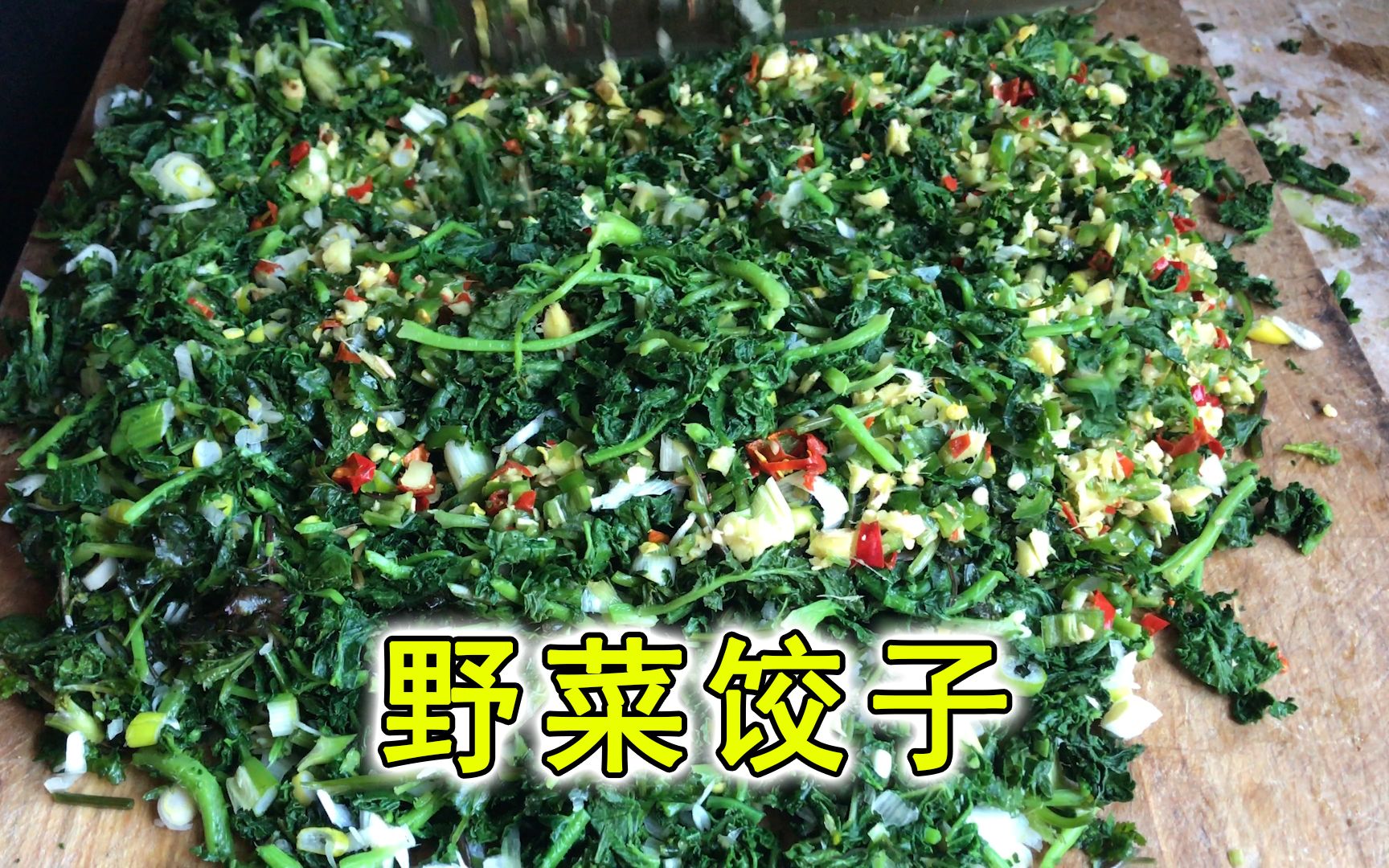 农村人的美味饺子:野菜(水荠菜)做的饺子馅,鲜美爽口,来看看哔哩哔哩bilibili