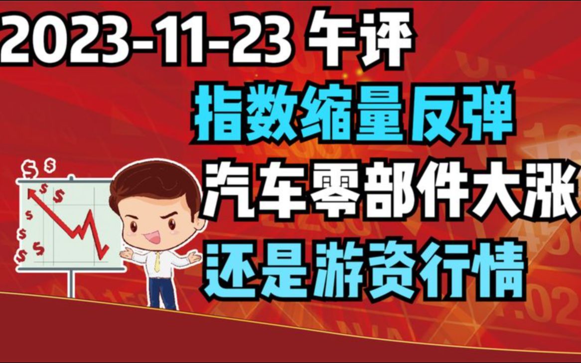 【231123 指数缩量反弹 】指数稍有反弹,但是量能没有放大,汽车零部件又领涨哔哩哔哩bilibili