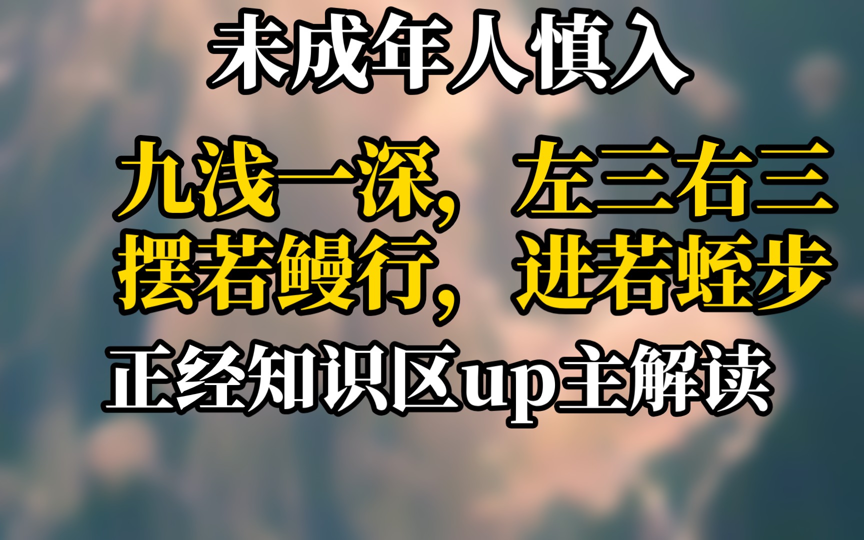 正经知识区up主解读:九浅一深,左三右三,摆若鳗行,进若蛭步哔哩哔哩bilibili