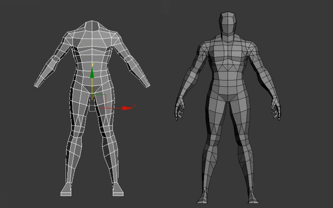 【3dmax人物建模】3dmax男性人物身体建模布线教程——男人体裸模制作