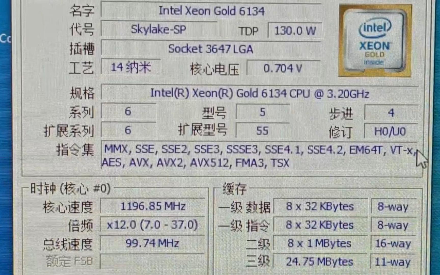 INTEL XEON GOLD 6134*2双处理器性能参数和CPUZ测试得分!感谢粉丝“不爱吃兽奶”提供测试视频!哔哩哔哩bilibili