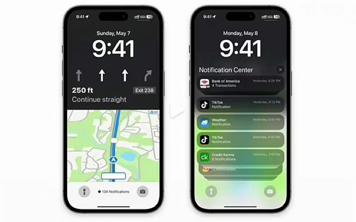 苹果 iOS 17 全新地图导航锁屏界面曝光:采用半屏显示模式!哔哩哔哩bilibili