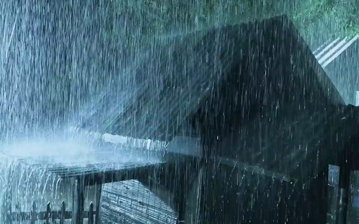 [图]强雷暴雨 |金属屋顶上的夜间暴雨和非常强的雷声|快速入睡，放松