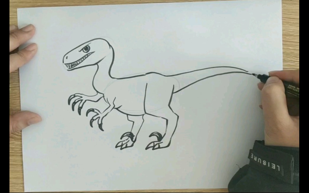 简笔画恐龙5教你画迅猛龙,简单好学,快速体验美术的乐趣