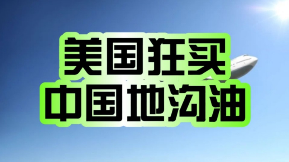 “地沟油”被疯抢!美国从中国大量进口餐废油脂:旨在生产航空燃料!哔哩哔哩bilibili